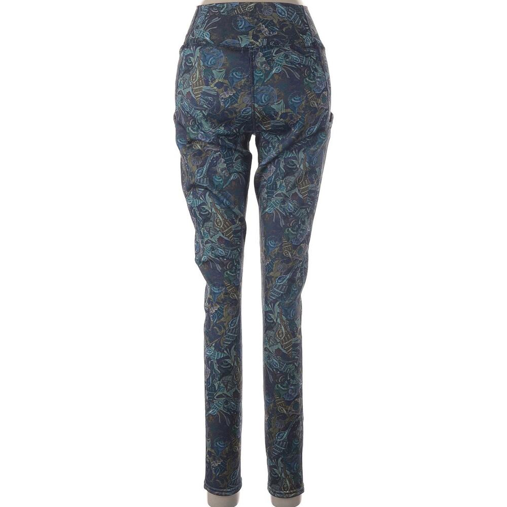 Women’s Youer Blue Multicolored Fleece Lined Size Medium Leggings - Picture 2 of 3